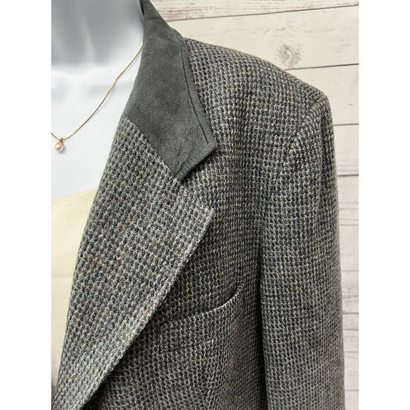 Vintage L.L. Bean 3 Button Tweed Blazer Women’s 16 Petite Jacket Suede Collar - Picture 2 of 8